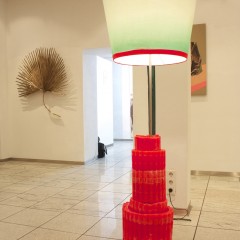 Lamp 5, wax, acrylic on canvas and light, 170 x 60 x 60 cm, 2015